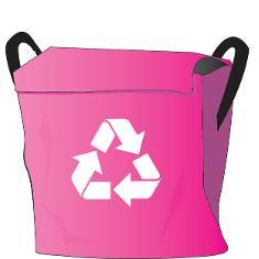 Pink recycling bag.